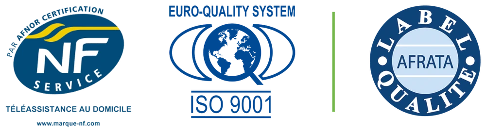 Marque NF Service « Téléassistance au domicile », délivrée par AFNOR Certification ; certification ISO 9001 par Euro-Quality System ; label Qualité AFRATA